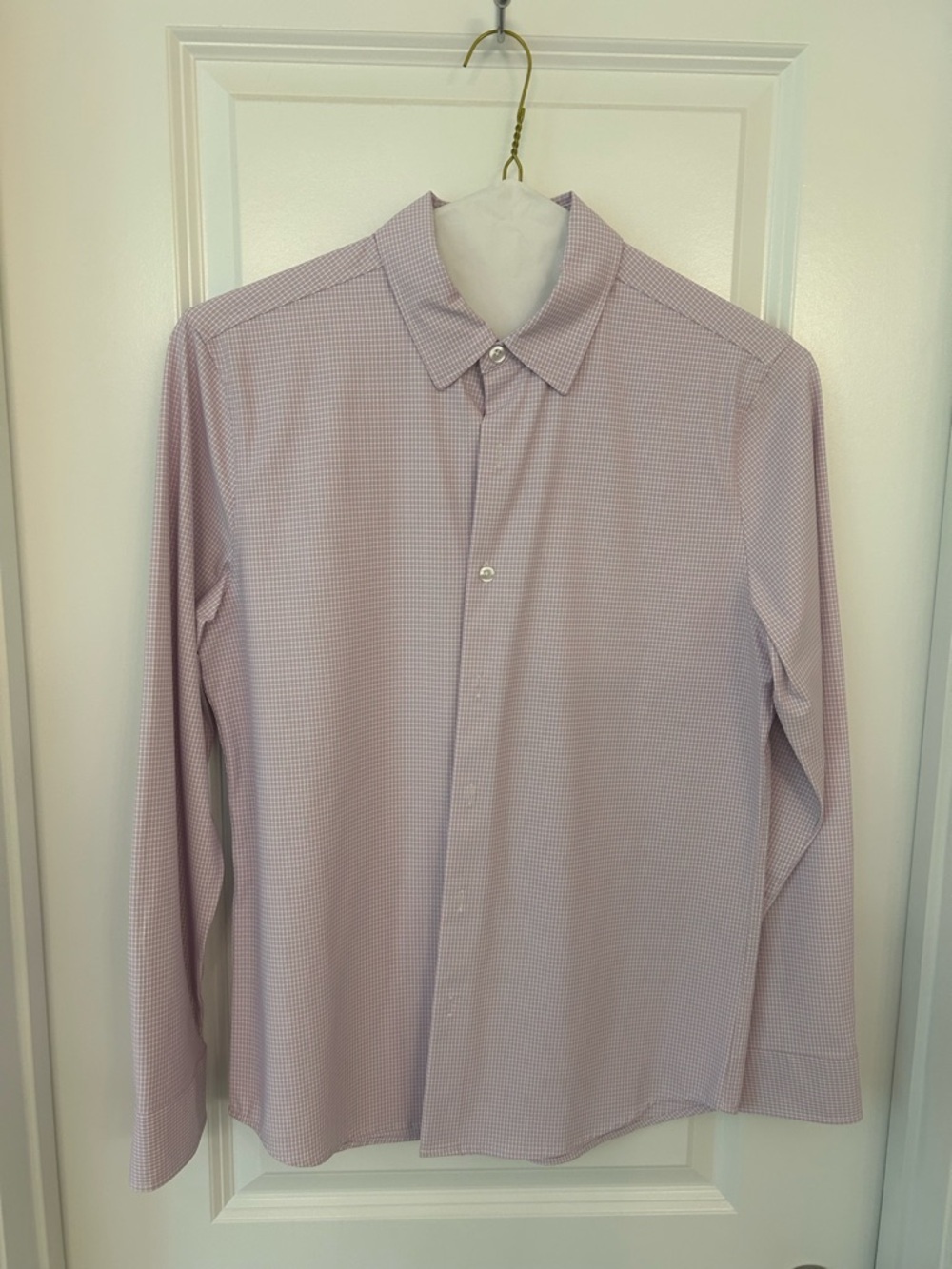 Hawker Rye Button Down Shirt Size Small Pink Micro Check Stretch Dress Shirt